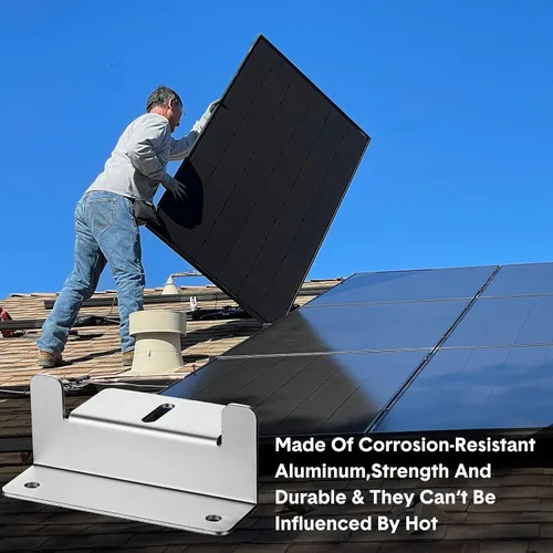 Miniatura 5 de Konohan Juego de 10 soportes de montaje para panel solar, soporte Z de aluminio, kit de soportes de montaje de panel solar con tuercas y pernos
