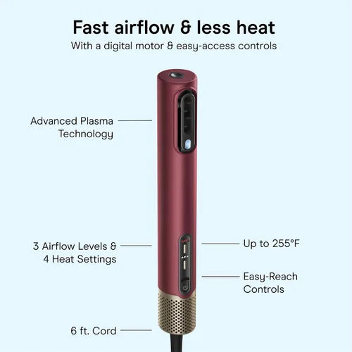 Miniatura 4 de Infiniti PRO CONAIR - Varita de secado de cabello 5 en 1, alisadora y estilizadora, secador de pelo digital todo en uno con motor iónico, incluye 4
