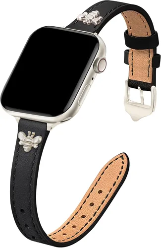 Miniatura 24 de JR.DM Correas de cuero delgadas compatibles con Apple Watch Band 1.496 in 1.575 in 1.614 in 1.654 in 1.732 in 1.772 in 1.811 in 1.929 in, correa