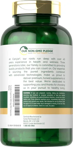 Miniatura 3 de Carlyle Cápsulas de pimienta de cayena 350 píldoras Suplemento de extracto sin OMG y sin gluten