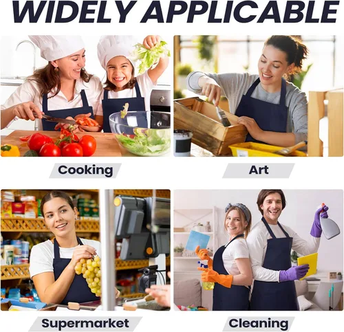 Miniatura 5 de Suhine Paquete de 36 delantales lisos a granel con 2 bolsillos, delantales unisex lavables a máquina, delantales de chef para cocina, restaurante