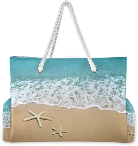 Miniatura 4 de Bolsas de playa para mujer, diseño de estrella de mar, bolsa grande de playa, bolsa de hombro para piscina, bolso