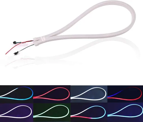 Miniatura 9 de Cuerda de luz de neón RGB, tira de luz LED inteligente direccionable, DC 5V SK6812 60LEDs/m impermeable, cambio de color, luces de barra de letras