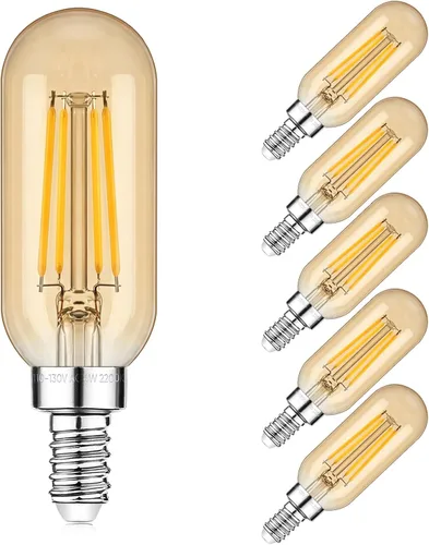 Miniatura 15 de Bombillas LED E12 Edison equivalente a 15 W, candelabro equivalente a 15 W, regulable, 2200 K, ámbar cálido, bombillas LED ámbar T6 ámbar 2 W 150 lm