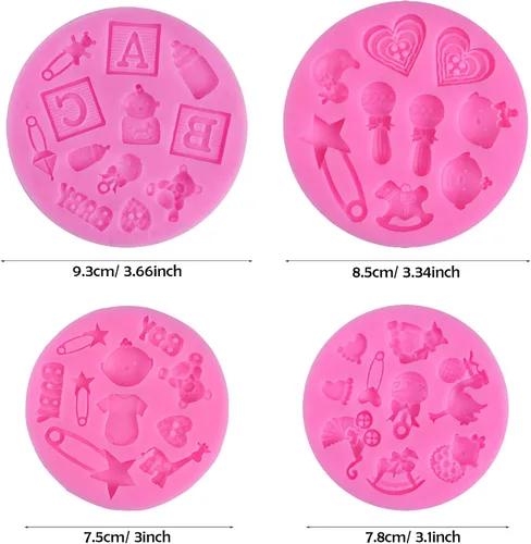Miniatura 5 de Woohome Moldes de silicona para baby shower, 8 piezas de fondant de silicona para baby shower, pastel de cumpleaños, moldes de decoración de pasteles
