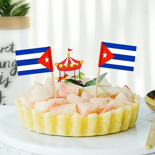 Miniatura 5 de ZXvZYT Banderas de palillos de dientes cubanos con bandera de Cuba, decoración pequeña para cupcakes de Cuba, decoración de frutas y cóctel