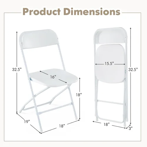 Miniatura 3 de Giantex Silla plegable con asiento y respaldo de plástico, marco de metal resistente, capacidad estática de 770 libras, asiento comercial