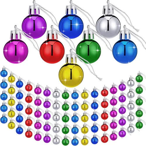 Sumind 80 piezas de mini bola de espejo de Navidad pequeña bola de arco iris adornos de Navidad de neón adorno colorido multicolor decoración de