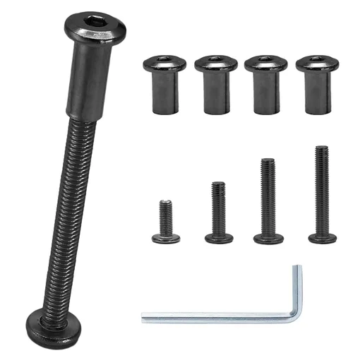 Miniatura 23 de 10 pares (20 piezas) M6 x 0.630 in Tornillo hexagonal con llave Allen, pernos de conector plateados para muebles, tornillos avellanados M6, tuercas