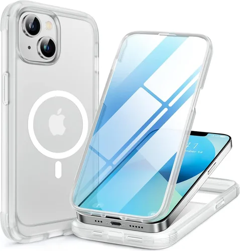 Miniatura 22 de Miracase Funda para iPhone 13 de 6.1 pulgadas, [sin burbujas] funda de teléfono de cuerpo completo con pantalla de vidrio completa integrada, sin
