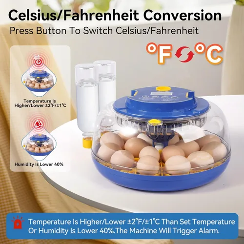 Miniatura 4 de Incubadoras de 18 huevos para incubar huevos, incubadora de huevos de gallina con giro automático de huevos y control de temperatura y humedad, tapa