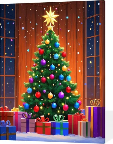 Miniatura 12 de ACANDYL Kit de pintura por números de Navidad para adultos, principiantes, pintura por números para adultos, lienzo cardenal, pintura de Navidad por