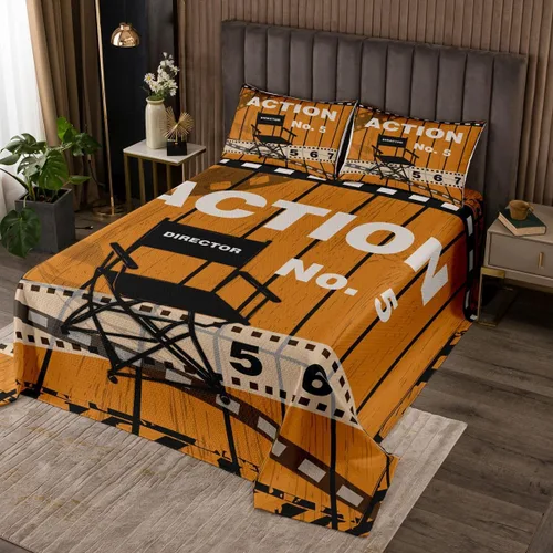 Miniatura 29 de Homewish Theater Cinema Poster Quilt Sets Twin Size,Retro Movie Bedspread Coverlet 2Pcs for Kids Girls Boys Room Decor,Popcorn Quilts Set Movie