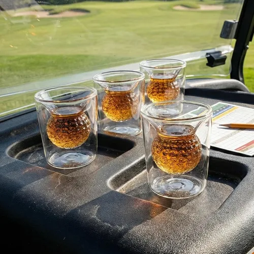 Miniatura 3 de Juego de Vasos de Chupito con Diseño de Pelota de Golf - Borosilicato de Doble Pared de 2 oz, Diseño de Pelota de Golf Hecho a Mano - Vasos