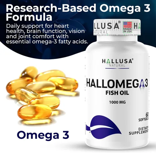 Miniatura 4 de HallOmega3 Suplemento de aceite de pescado Omega 3, 1000 mg de aceite de pescado con 800 mg de omega-3, incluyendo EPA y DHA, apoyo
