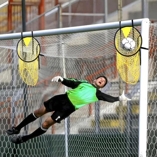 Miniatura 6 de 4 redes de objetivos de fútbol – Ayudas de entrenamiento amarillas de alta visibilidad para precisión de tiro de fútbol, fibra de vidrio duradera