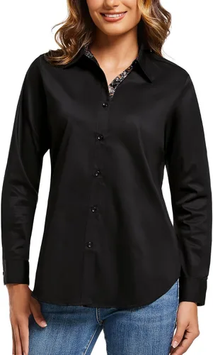 Miniatura 2 de Damipow Camisas de vestir para mujer, sin arrugas, con botones, de manga larga, blusas para el trabajo profesional
