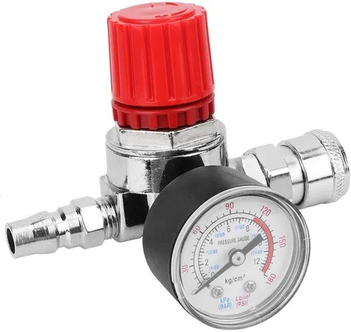 Regulador de presión del compresor de aire con indicador de dial, válvula de control ajustable de aleación de zinc para accesorios