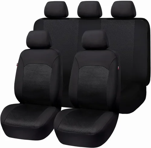 Miniatura 25 de Flying Banner Fundas de asiento de coche, asientos delanteros, asiento trasero, poliéster, protectores de asiento de automóvil, instalaciones Negro