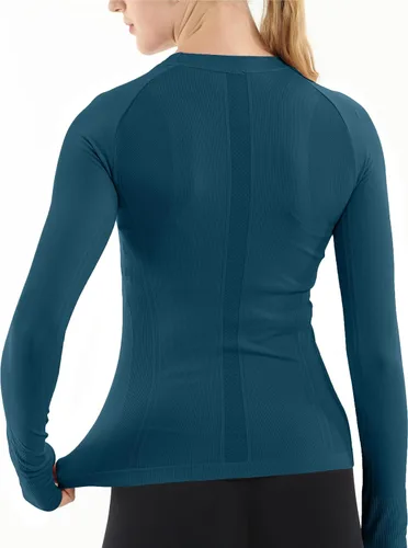 Miniatura 2 de MathCat - Camisetas de entrenamiento sin costuras para mujer, camisetas de yoga de manga larga, camiseta deportiva para correr, camiseta atlética