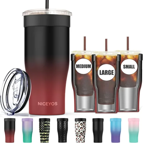 Miniatura 11 de Funda universal para café helado - Funda aislante reutilizable de acero inoxidable de doble pared mejorada para bebidas frías, se ajusta a tazas