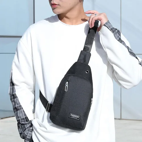 Miniatura 2 de Pequeña bolsa cruzada para el pecho, bolso con correa, mochila de senderismo para hombres y mujeres con agujero para auriculares