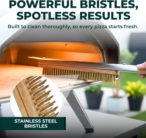 Miniatura 2 de Urban Whisk - Cepillo para horno de pizza de 22 pulgadas con raspador – Cepillo de pizza resistente al calor para horno de pizza con cerdas de acero