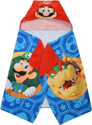 Miniatura 6 de Super Mario Toalla con capucha Nintendo Wrap Niño Azul