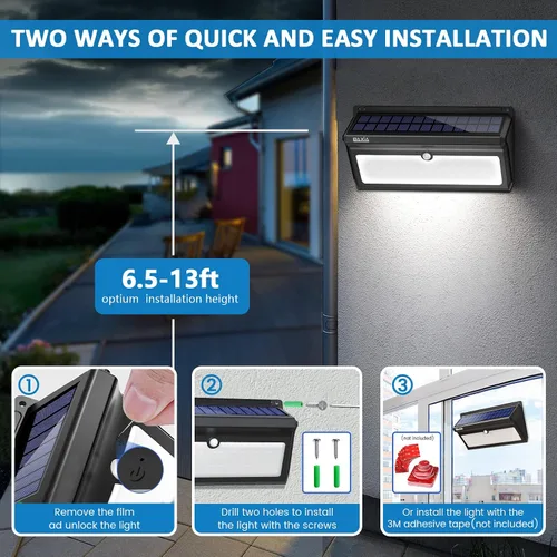 Miniatura 7 de Luces solares para exteriores, impermeables, 100 luces LED con sensor de movimiento solar con gran angular súper brillantes luces de pared