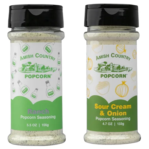 Miniatura 21 de Amish Country Popcorn Paquete variado de condimentos Queso cheddar – 5.1 oz y queso cheddar blanco – Condimento de palomitas de maíz de 3.8 onzas