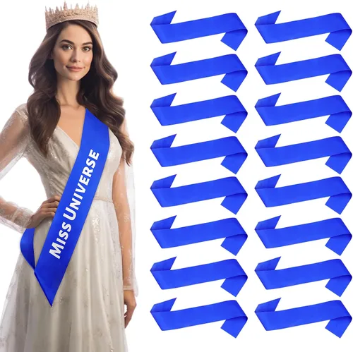 Miniatura 17 de Dreamtop 16 piezas de faja de satén en blanco negras para concursos, Señorita Mayor América 2026, faja para concurso de belleza