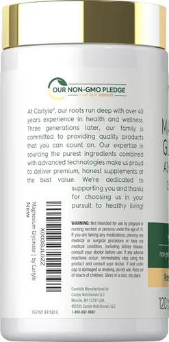 Miniatura 3 de Carlyle - Magnesio Glicinato con Ashwagandha Complejo de 2,740 mg 120 cápsulas vegetarianas Dúo potente Suplemento sin OMG y sin gluten