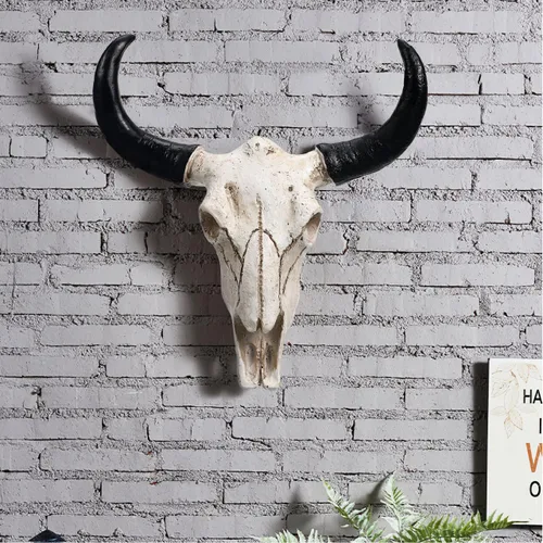 Miniatura 9 de SEWACC Decoración de calavera para Halloween, diseño de calavera de vaca, resina, decoración de pared de animales, colgante colgante, manualidades