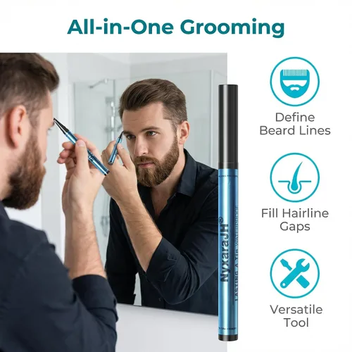 Miniatura 6 de Lápiz profesional de cejas de 4 puntas, lápiz líquido impermeable para cejas, precisión de punta fina, larga duración, 0.0 fl oz (1 # marrón claro)