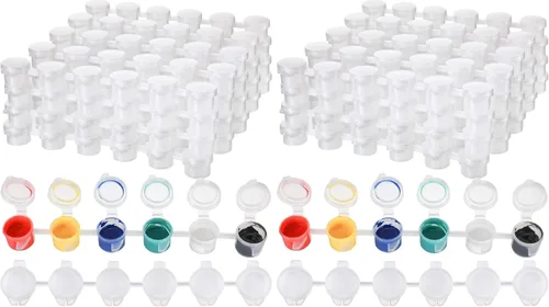 Miniatura 8 de 24 tiras y 144 macetas vacías para pintura acrílica, contenedor de almacenamiento con tapa, suministros para manualidades, aulas, escuelas
