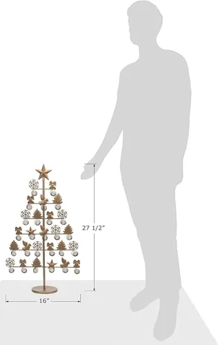 Miniatura 4 de Red Co. Soporte decorativo para tarjetas de árbol de Navidad y fotos de 27.5 pulgadas de alto con acabado de bronce
