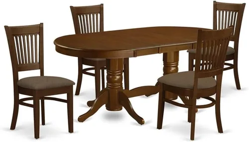 East West Furniture VANC5-ESP-C - Juego de mesa de comedor de 5 piezas para 4 personas, incluye una mesa de cocina ovalada con hojas de mariposa y 4