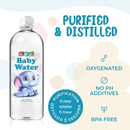 Miniatura 2 de ABC Baby Water Agua destilada prémium para bebés, botellas purificadas saludables de 16.9 onzas, fórmula, cereales, leche, bebida diaria, paquete