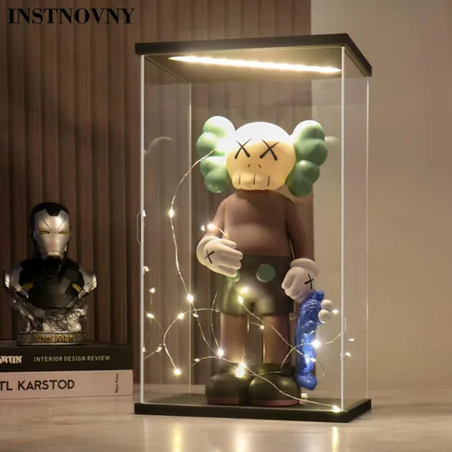 Miniatura 2 de Vitrina de acrílico para coleccionables, cajas de acrílico transparente para exhibir minifiguras, trofeos, casco de construcción iluminado
