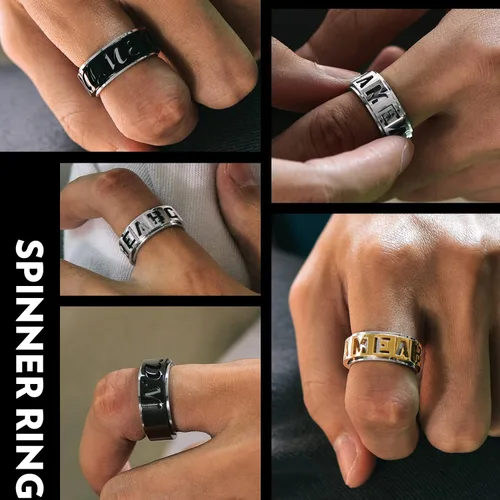 Miniatura 5 de Anillo de nombre personalizado de 0.354 in0.591 in, anillo de placa de nombre personalizado para grabar cualquier nombreanillo giratorio