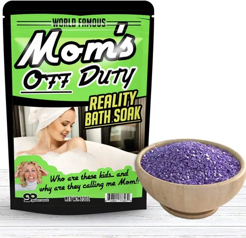 Mom's Off Duty Bath Soak – Sales de baño moradas de lujo, regalos divertidos para novia para mejores amigas, regalos de baño y cuerpo para mujeres,