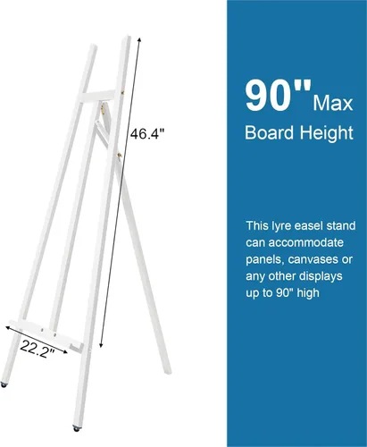 Miniatura 3 de Caballete de madera con marco A – Caballete ajustable de madera de haya de lira con soporte para lienzo de hasta 90 pulgadas, caballete de pintura