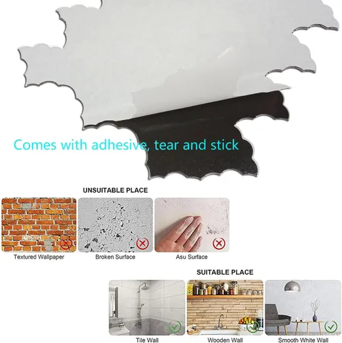 Miniatura 5 de XUANINY - 11 hojas de azulejos autoadhesivos para salpicaduras de metal, mosaico de aluminio en forma de nube 3D con adhesivo para decoración
