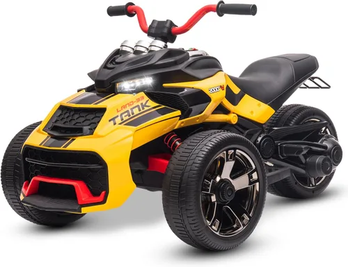 Miniatura 9 de Motocicleta eléctrica para niños de 12 V, rueda eléctrica de 3 ruedas, con luces LED, neumáticos EVA, velocidad alta y baja, bocina, música, azul