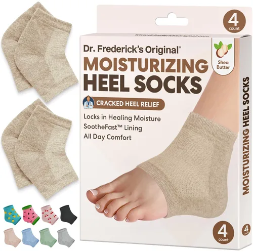 Miniatura 10 de Dr. Frederick's Original- Calcetines hidratantes para el tratamiento del talón agrietado/pies secos para mujeres y hombres, 2 pares, aloe verde Aloe