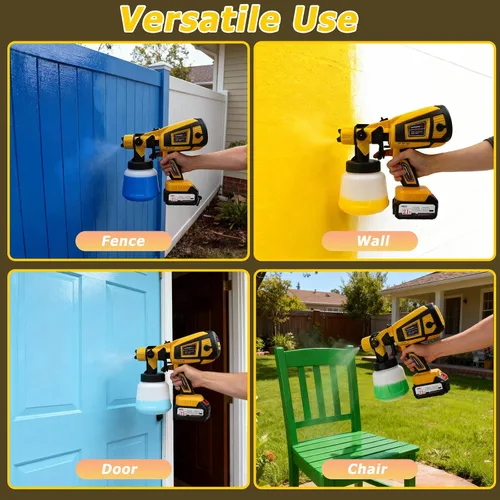 Miniatura 7 de Pulverizador de pintura inalámbrico, pistola de pulverización eléctrica con 2 baterías de 4000 mAh 21 V, 6 boquillas y perilla de ancho