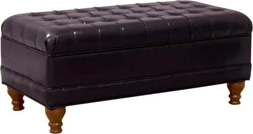 Miniatura 33 de HomePop Decoración del hogar Banco de almacenamiento con botones Banco otomano con almacenamiento para sala de estar y dormitorio, cuero Piel