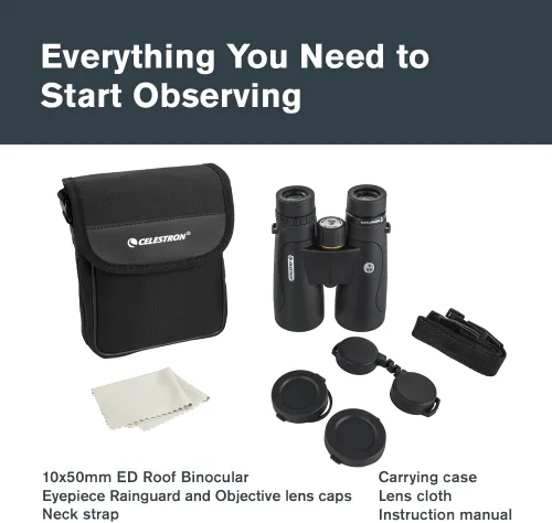Miniatura 9 de Celestron Nature DX ED - Binoculares prémium de 10 x 50 pulgadas, lentes de objetivo de dispersión extrabajas, binoculares para exteriores y aves