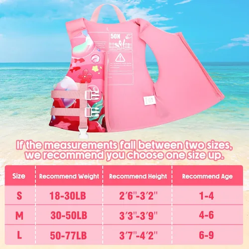 Miniatura 4 de Chaleco de natación para niños pequeños, chaqueta flotante para niños de 20-30-40-50 libras para niñas y niños para navegar, piscina, playa