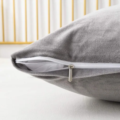 Miniatura 2 de Juego de 2 fundas de almohada de terciopelo King con cremallera oculta, suaves y acogedoras, fundas de almohada de franela con cremallera